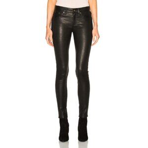Rag & Bone Womens 27 Lamb Leather Skinny Black Washed Pant